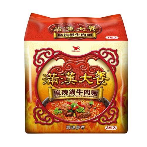 統一滿漢大餐麻辣鍋牛肉麵200Gx3入【愛買】