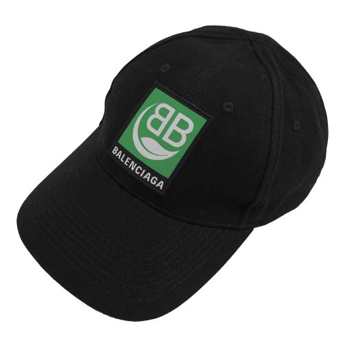 BALENCIAGA 巴黎世家 593188 經典雙B LOGO 棉質棒球帽.黑