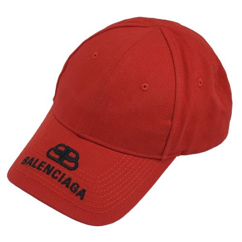 BALENCIAGA 巴黎世家 577548 帽沿刺繡LOGO 棉質棒球帽.紅