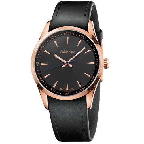 【瑞士 CK手錶 Calvin Klein】紳士錶 中性錶 皮錶帶 強化耐磨圓弧形玻璃鏡面 防水50米(K5A316C1)