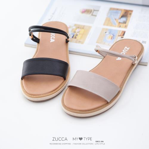 ZUCCA [z7002] 繞帶多穿式平底涼鞋-黑色/白色