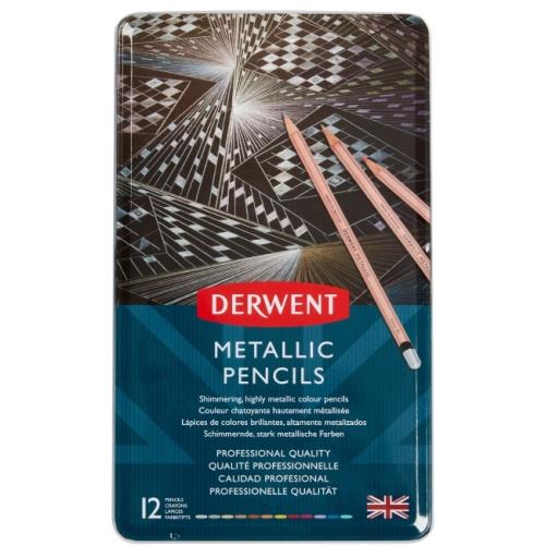 Derwent 達爾文金屬色油性色鉛12色-鐵盒裝DW2305599|DERWENT|Her森森購物網
