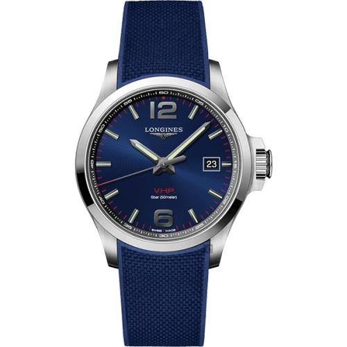 LONGINES浪琴 征服者系列V.H.P.萬年曆手錶-藍/43mm(L37264969)
