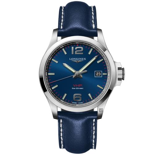 LONGINES浪琴 征服者系列V.H.P.萬年曆手錶-藍/43mm(L37264960)