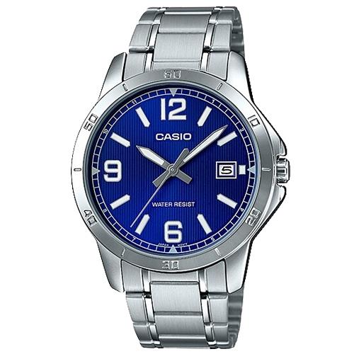 【CASIO 卡西歐】商務型錶款 不鏽鋼數字指針 石英男錶(MTP-V004D-2B)