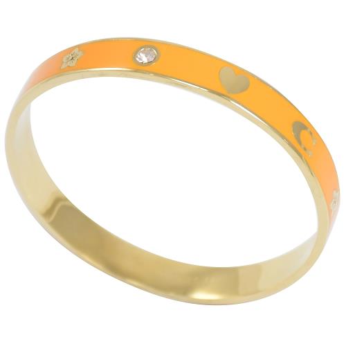 COACH 87950 經典品牌圖樣窄版手環.橘/金
