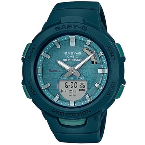 CASIO 卡西歐 BABY-G 藍芽計步手錶-綠(BSA-B100AC-3A)