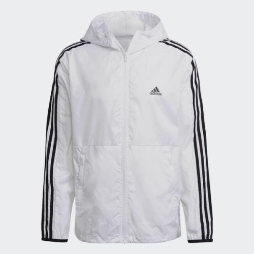 Adidas 3-Stripes Windbreaker 男裝 外套 連帽 風衣 可調節拉繩 口袋 白【運動世界】GQ0602