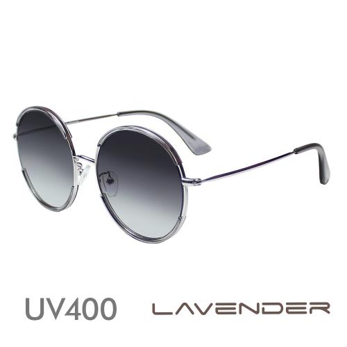 Lavender偏光片太陽眼鏡 韓版復古風圓型鏡框-漸層灰H7136-C2
