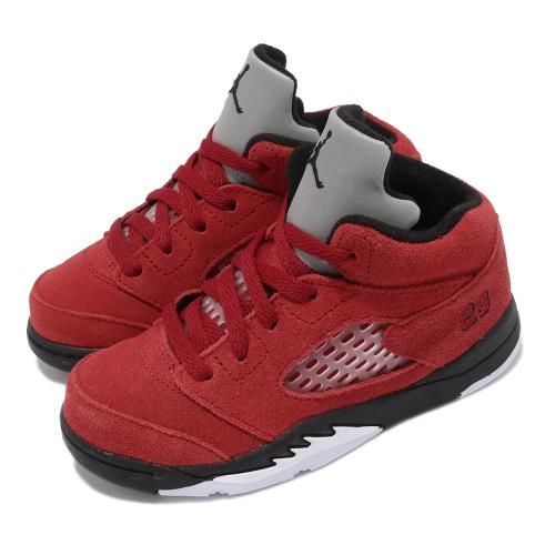 Nike 籃球鞋 Jordan 5 Retro 童鞋 喬丹 經典款 復刻 麂皮 小童 反光 紅 黑 440890600 440890-600