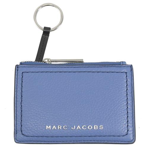 MARC JACOBS 馬克賈伯 浮雕LOGO證件鑰匙零錢包.藍紫
