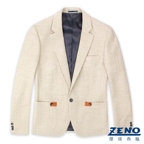 ZENO 舒適羊毛修身款獵裝外套‧淺褐