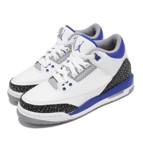 Nike 休閒鞋 Air Jordan 3 Retro 女鞋 AJ3代 復刻 喬丹 爆裂紋 小閃電 白 藍 398614-145 [ACS 跨運動]