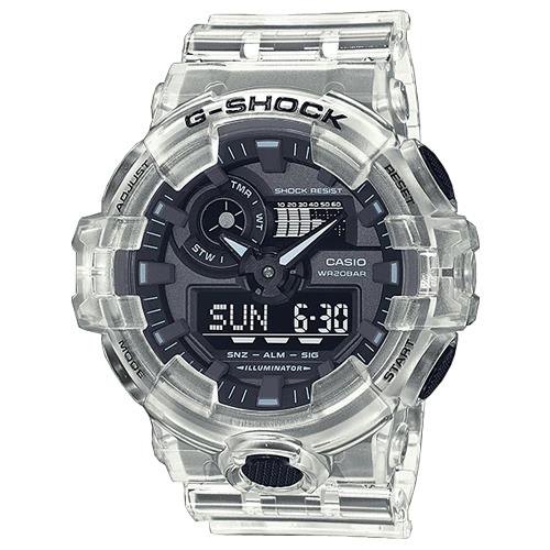 【CASIO 卡西歐】G-SHOCK 雙顯電子錶 男錶 矽膠錶帶 防水200米(GA-700SKE-7A)
