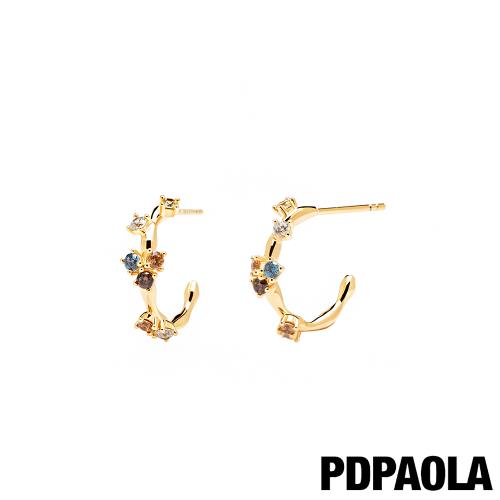 西班牙 PD PAOLA 五色光芒鍍18K金鋯石耳環