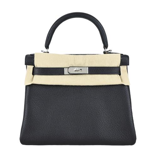 HERMES Kelly 28CM T/C 牛皮 手提/肩背凱莉包(T刻/3W 葡萄黑紫/銀釦)