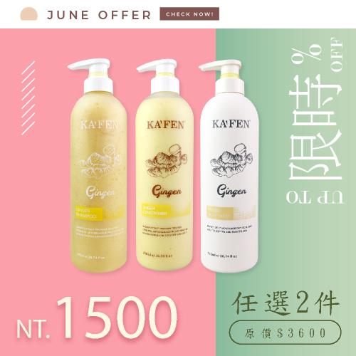 【超值2入組】KAFEN生薑系列 洗髮精/護髮素/沐浴乳 760ml 