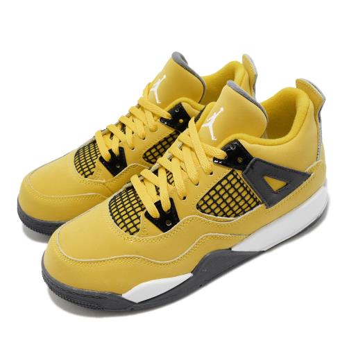 Nike 休閒鞋 Jordan 4 Retro PS 童鞋 經典款 喬丹4代 復刻 中童 閃電  黃 黑 BQ7669-700 [ACS 跨運動]