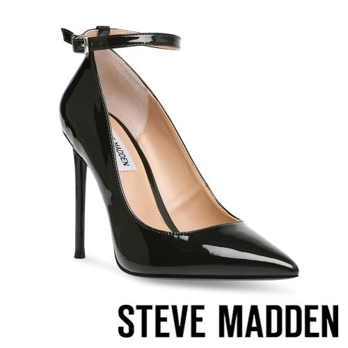 STEVE MADDEN-VONNA 尖頭繞踝後包高跟鞋-鏡黑色