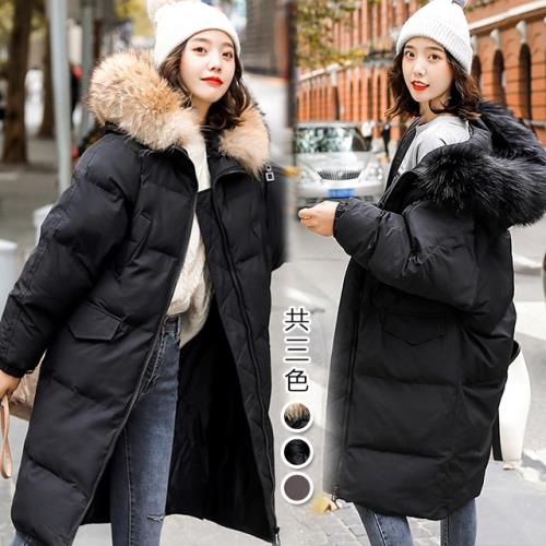 【韓國K.W.】韓版雪地中長版羽絨棉外套