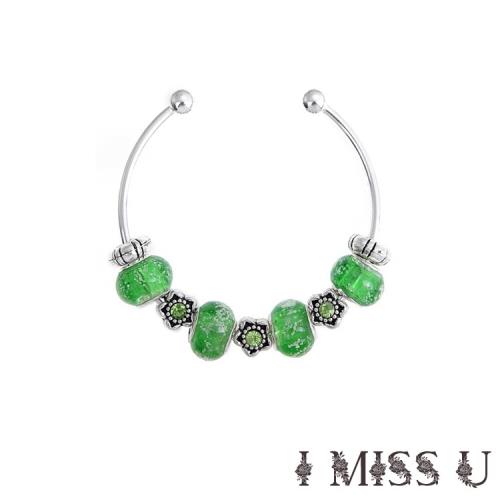 【I MISS U】歐美流行潘朵拉風格串珠手環 花兒朵朵綠