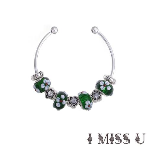 【I MISS U】歐美流行潘朵拉風格串珠手環 花兒朵朵彩綠