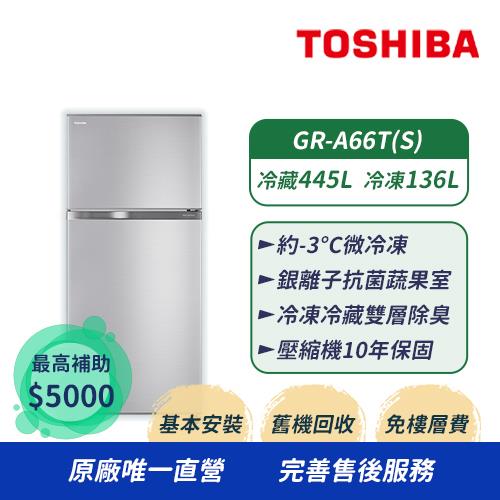 【月月抽豪禮】TOSHIBA東芝 608公升1級能效雙層除臭變頻冰箱GR-A66T(S)(含基本安裝+舊機回收)