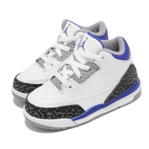 Nike 籃球鞋 Jordan 3代 Retro TD 小童鞋 喬丹 AJ3 爆裂紋 白 藍 832033145 832033-145