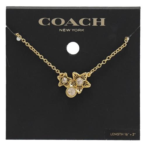 COACH C4264 花朵水晶鑲鑽造型項鍊.金