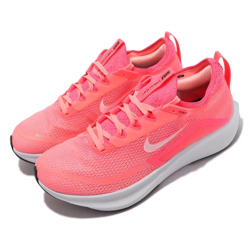 Nike 慢跑鞋 Zoom Fly 4 運動 女鞋 React科技 氣墊 避震包覆 路跑健身 粉 白 CT2401600 [ACS 跨運動]