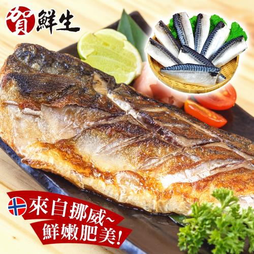 【賀鮮生】大size挪威薄鹽鯖魚片10片 (190g/片)