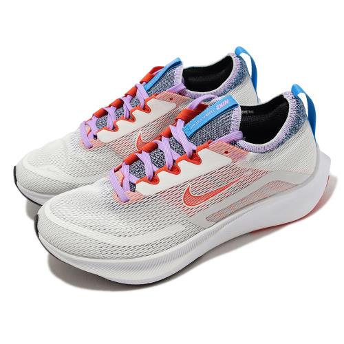Nike 慢跑鞋 Wmns Zoom Fly 4 女鞋 白 橘 Flyknit 透氣 輕量 襪套式 碳板 CT2401-100 [ACS 跨運動]