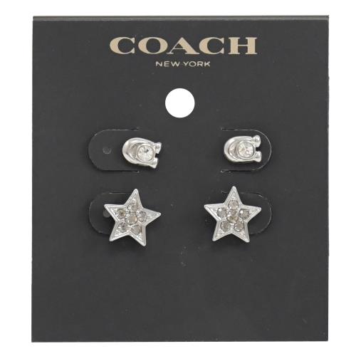 COACH C7778 星形C字水晶鑲鑽造型耳環.銀
