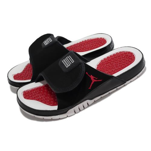 Nike 拖鞋 Jordan Hydro XI Retro 男鞋 黑 紅 喬丹 漆皮 包邊 一片拖 AA1336-006 [ACS 跨運動]