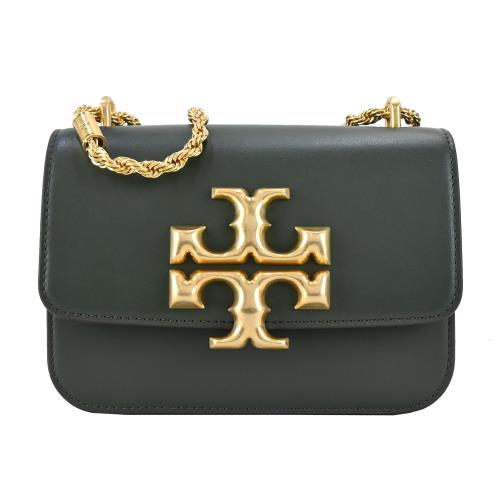  TORY BURCH ELEANOR 雙T金屬LOGO牛皮鏈帶包-墨綠 