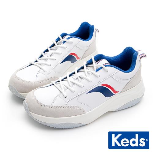 Keds K-89 復古曲線厚底老爹鞋-白藍