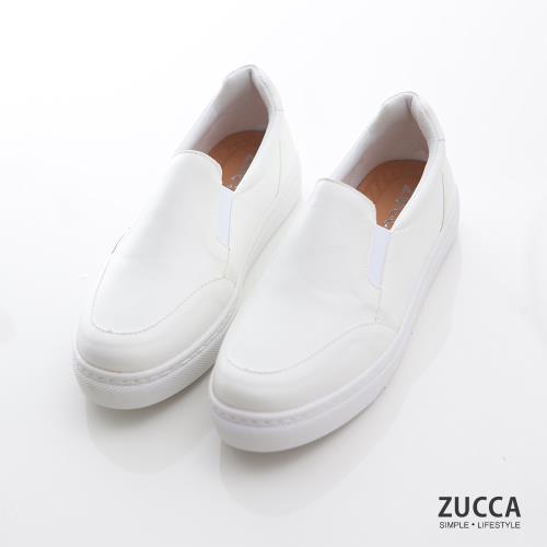 ZUCCA [z7205] 簡約素面皮革厚底鞋-黑色/白色