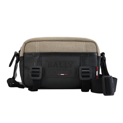 BALLY 6300308 RANYS 品牌LOGO帆布相機包.卡其/黑