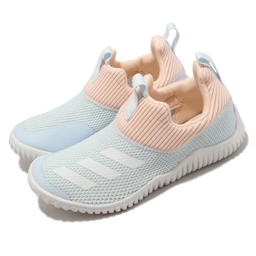 adidas 童鞋 RapidaZen 2 C 中童 藍 橘 襪套式 抽繩 跑步 運動鞋 FV2619