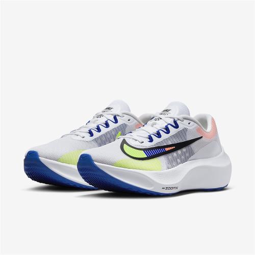 Nike 慢跑鞋Zoom Fly 5 PRM 白藍螢光黃男鞋回彈輕量氣墊路跑馬拉松運動