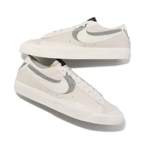 Nike 休閒鞋Blazer Low 77 PRM 男鞋杏灰色低筒基本款經典皮革拼接