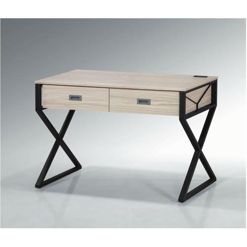 【AS】喬治4尺白枔木色耐磨插座鐵架書桌-121x60x79cm(五色可選)