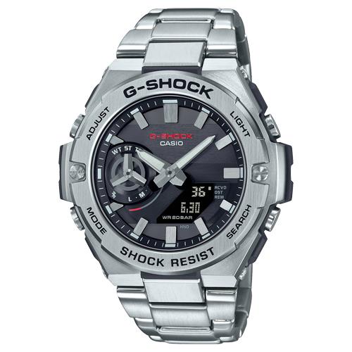 CASIO 卡西歐】G-SHOCK 雙顯錶男錶不鏽鋼錶帶藍牙連結太陽能防水200米