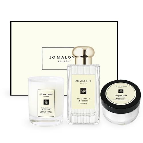 Jo Malone 英國梨與小蒼蘭三件組禮盒(香水100ml+蠟燭60g+乳霜50ml)-國際航空版