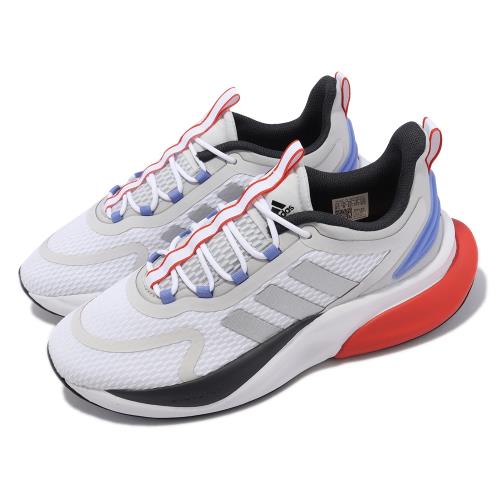 adidas 慢跑鞋 AlphaBounce+ 男鞋 白 銀 藍 緩震 再生材質 運動鞋 愛迪達 HP6139