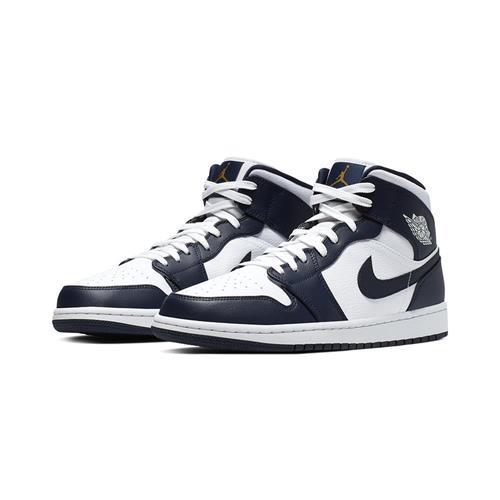 Nike Air Jordan 1 Mid 男深藍AJ1 黑曜石經典喬丹運動休閒鞋554724-174