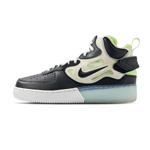 Nike Air Force 1 Mid React 男 黑白綠 解構 運動 休閒鞋 DQ1872-100