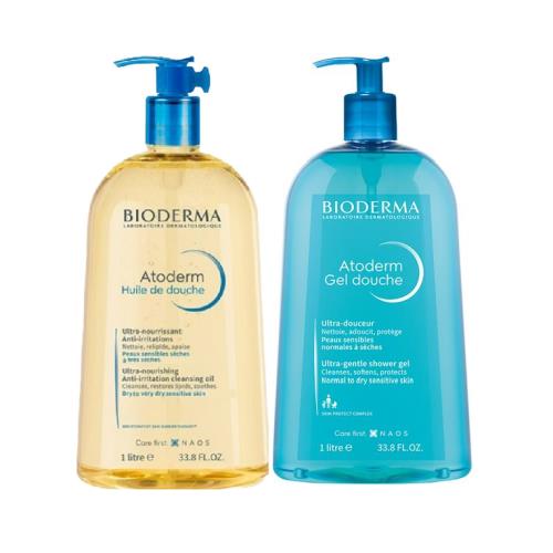 BIODERMA貝膚黛瑪 淨沐浴露1000ml+輕沐浴油1000ml(平行輸入)