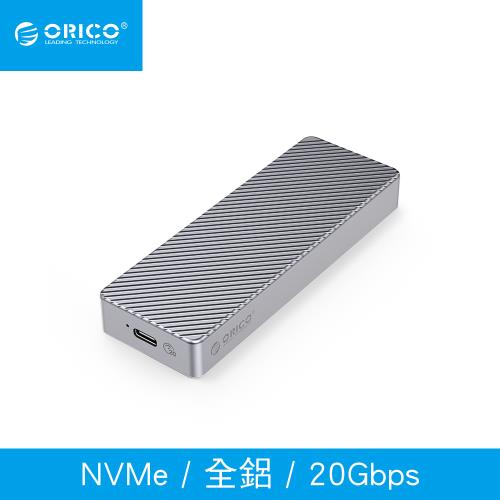 【ORICO】USB3.2 M.2 NVMe 全鋁合金斜紋硬碟外接盒20G (M213C3-G4-GY-BP)