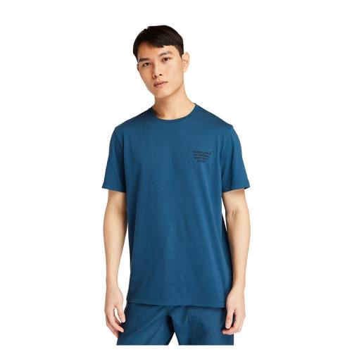 任-Timberland 男款琺瑯藍色LOGO印花短袖T恤A22DTBZ4